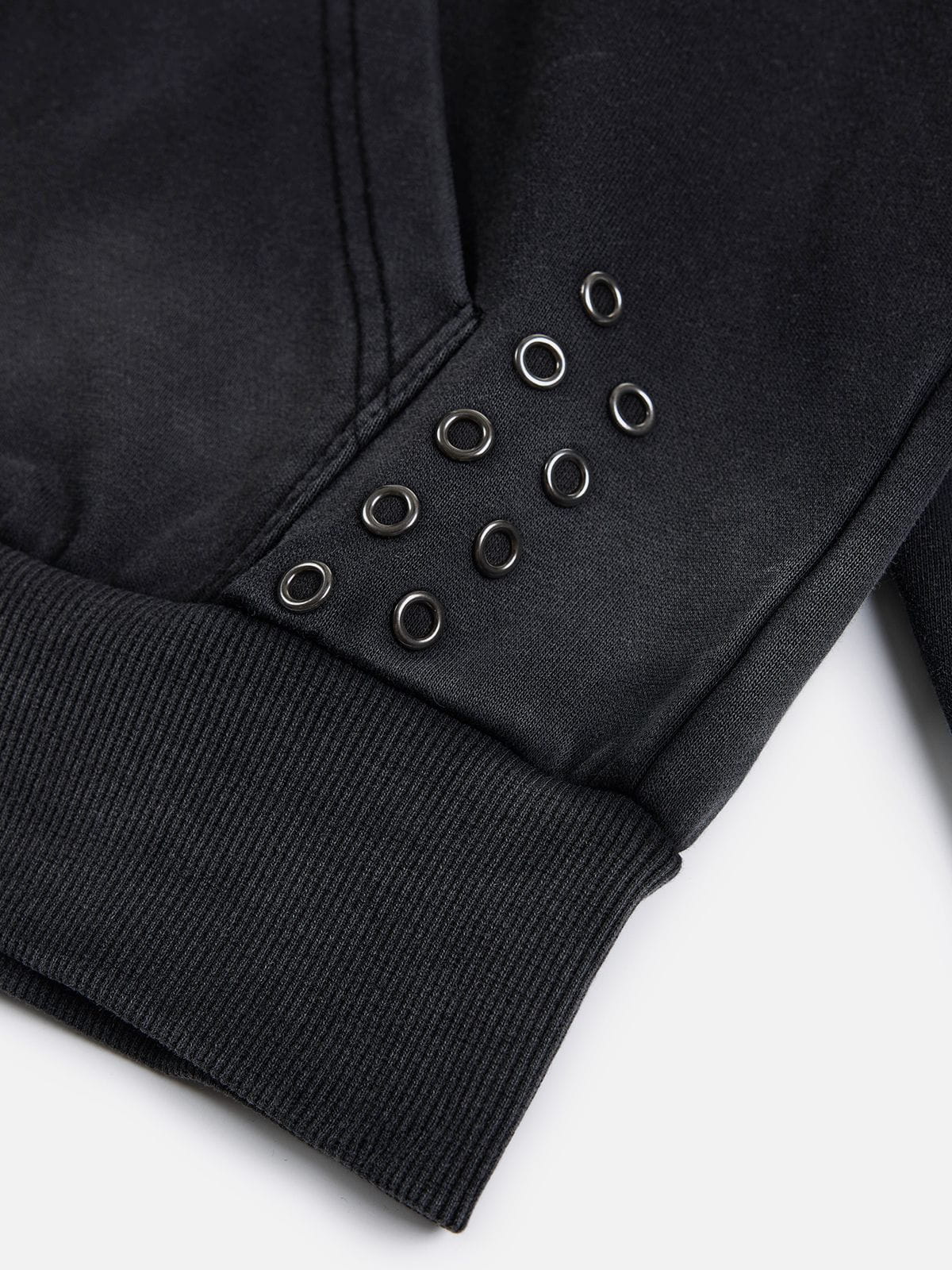 Eyelet Washed Zip Up Hoodie