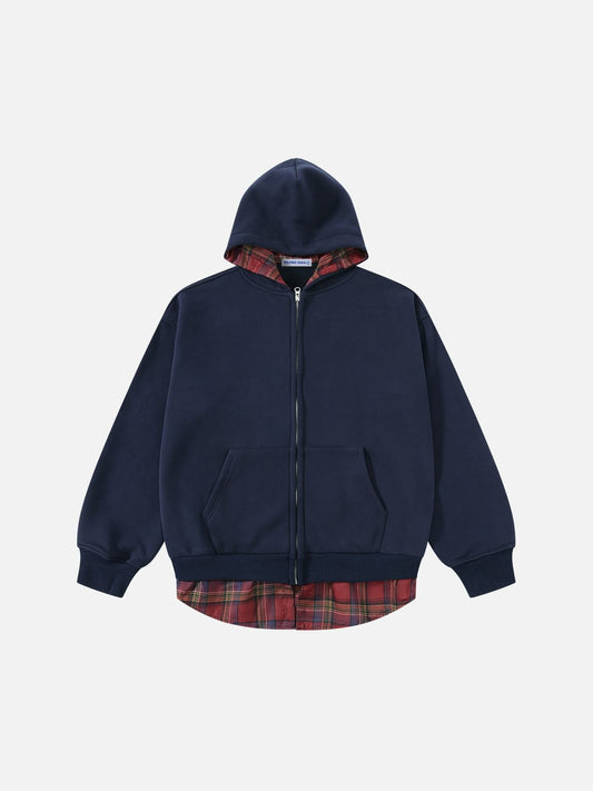 Aelfric Eden Plaid Contrast Zip Up Hoodie