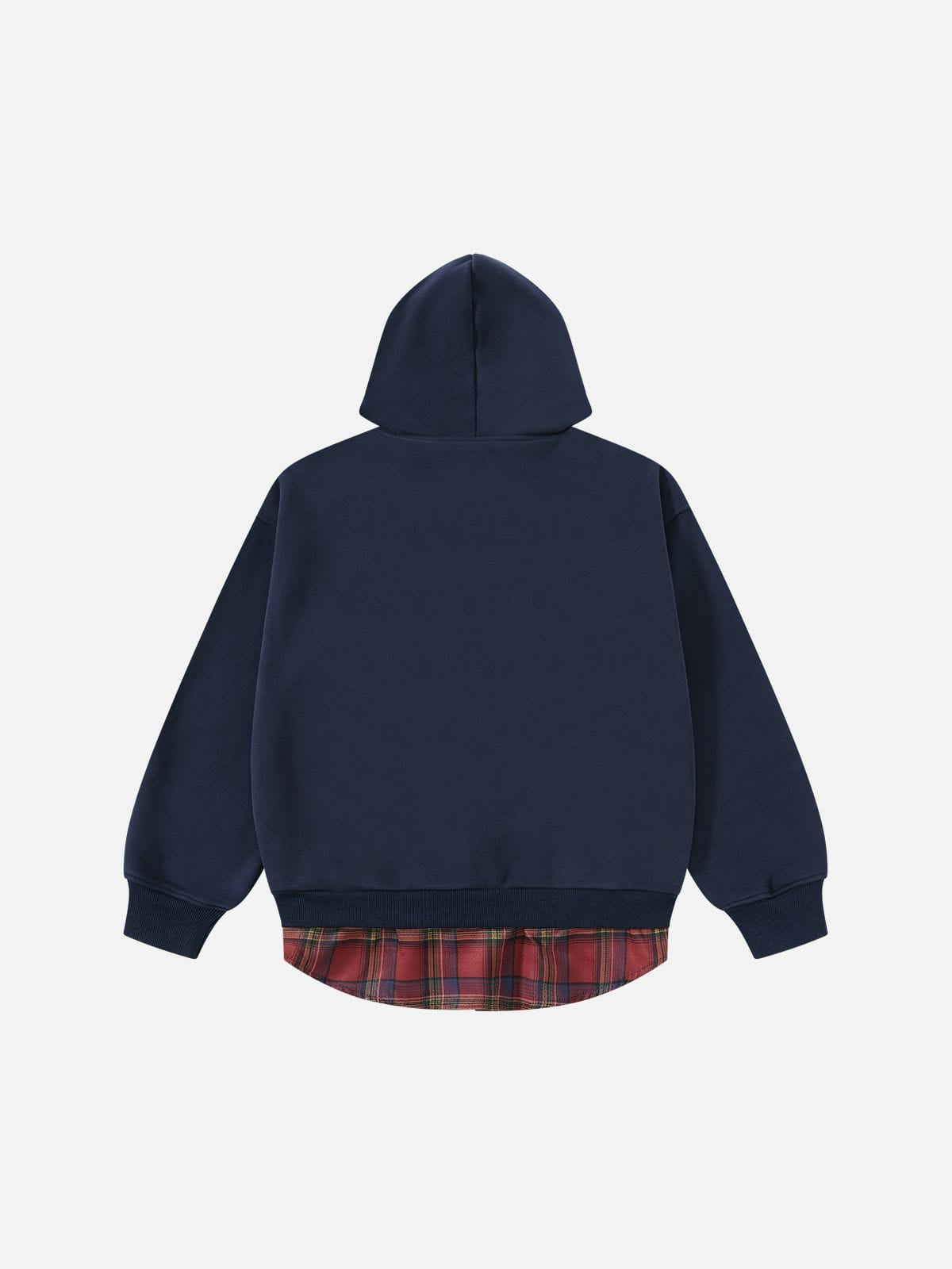 Plaid Contrast Zip Up Hoodie