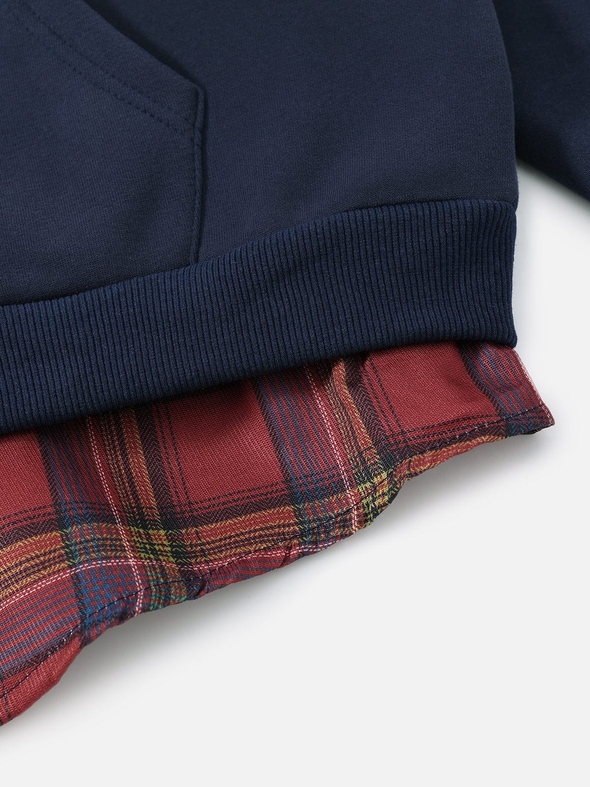 Plaid Contrast Zip Up Hoodie