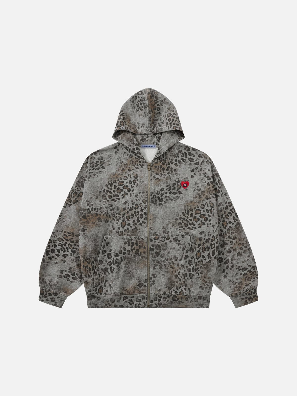 Aelfric Eden Washed Leopard Zip Up Hoodie