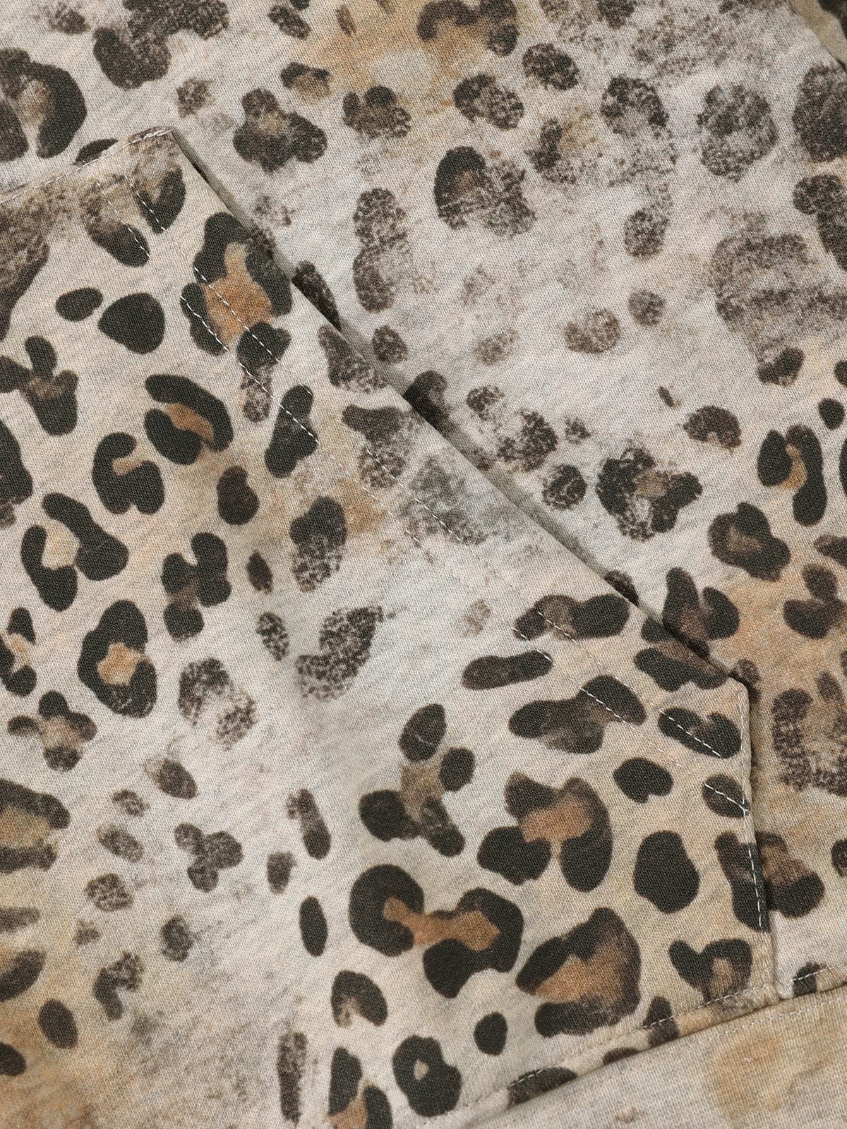 Washed Leopard Zip Up Hoodie