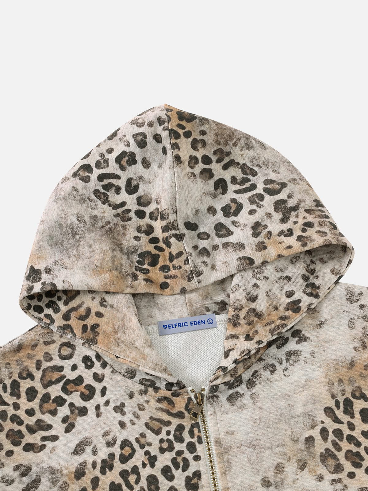 Washed Leopard Zip Up Hoodie