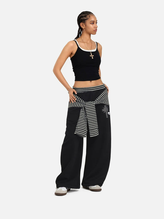 Pantalones deportivos holgados de corte recto con capas y rayas Aelfric Eden