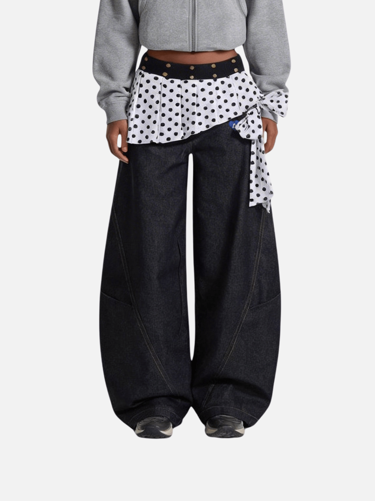 Jeans holgados de corte recto con capas y estampado de lunares de Aelfric Eden
