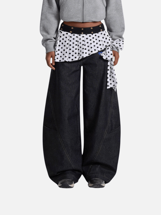 Jeans holgados de corte recto con capas y estampado de lunares de Aelfric Eden