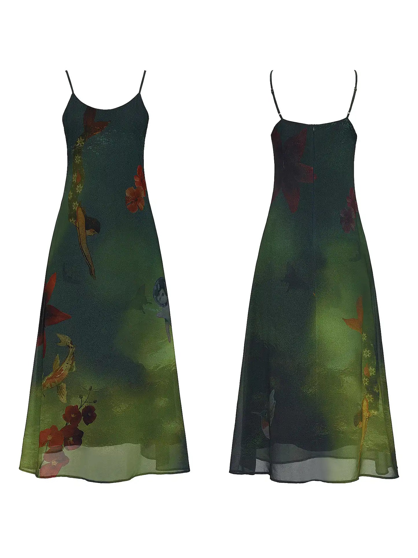 Dreamy Underwater Garden Slip Maxi Dress