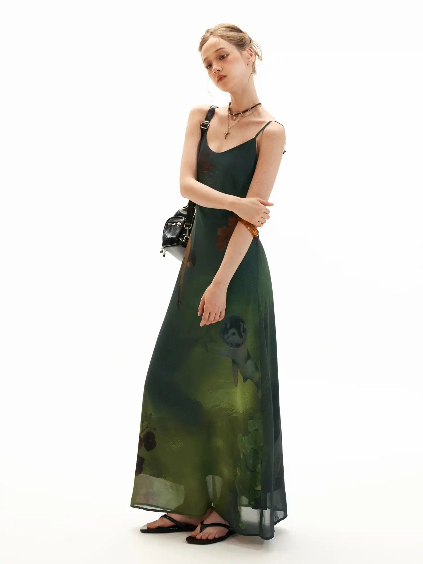 Dreamy Underwater Garden Slip Maxi Dress