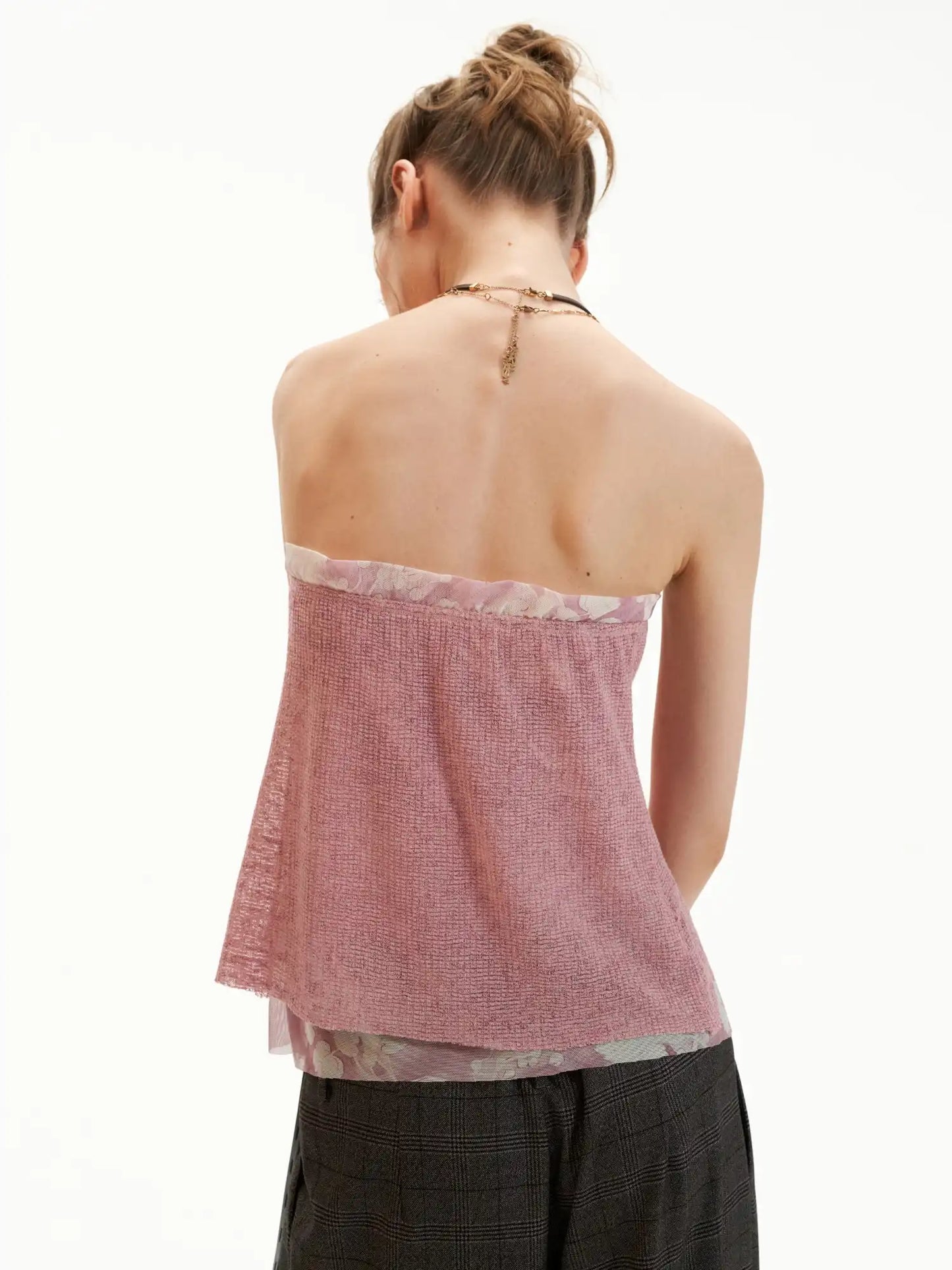 Dusty Rose Layered Gauze Bandeau Top