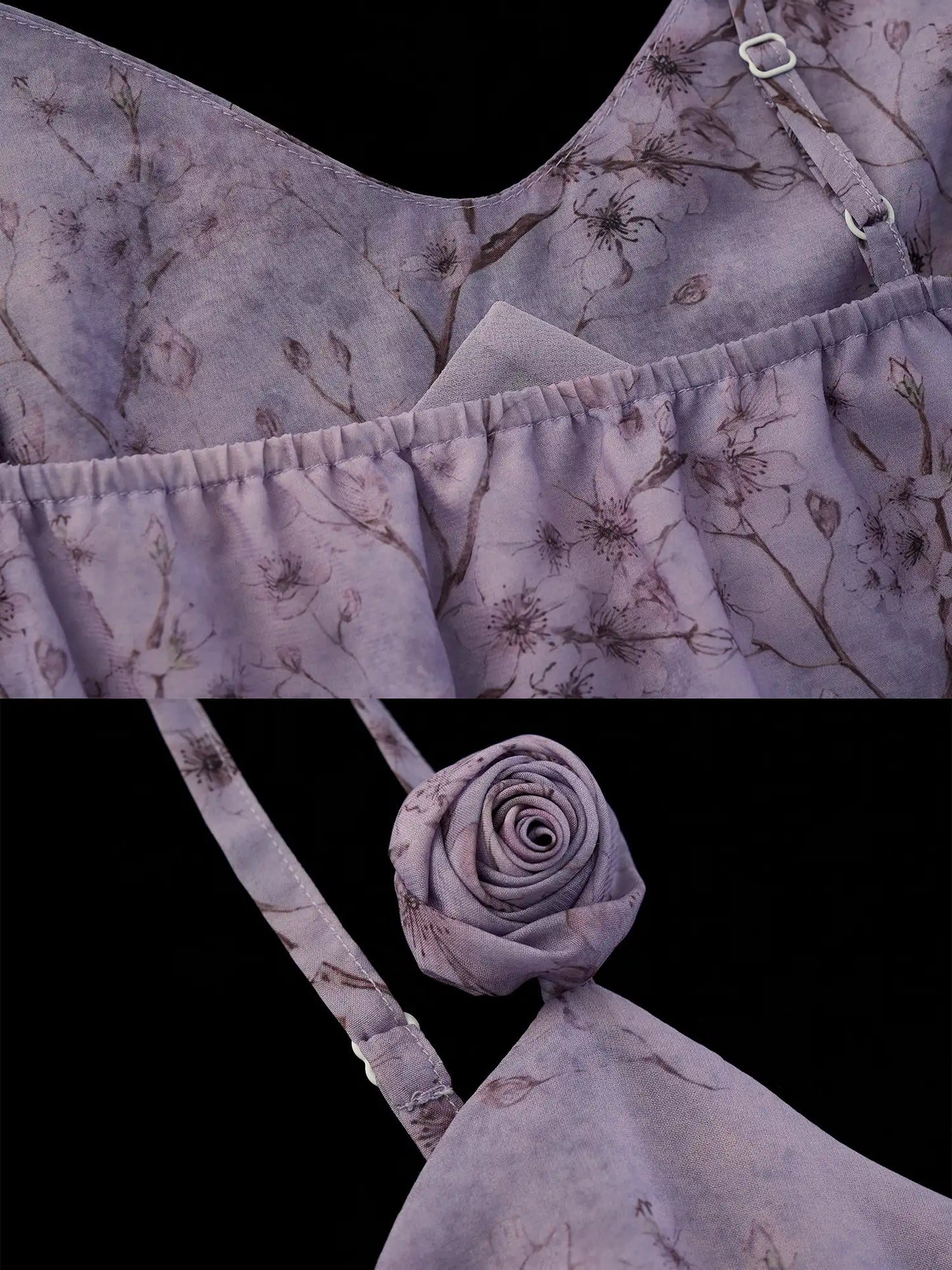 Lavender Floral Chiffon Slip Mini Dress