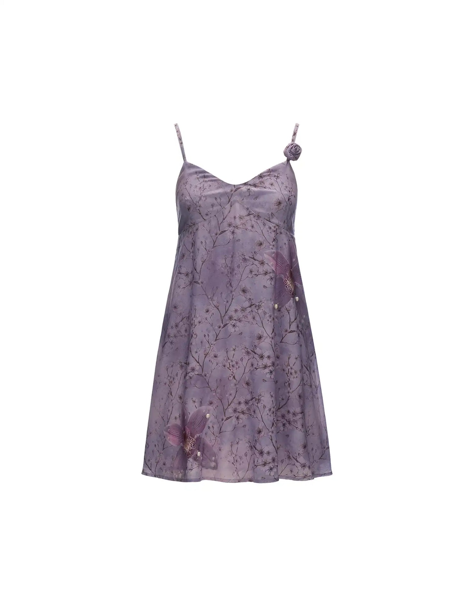 Lavender Floral Chiffon Slip Mini Dress