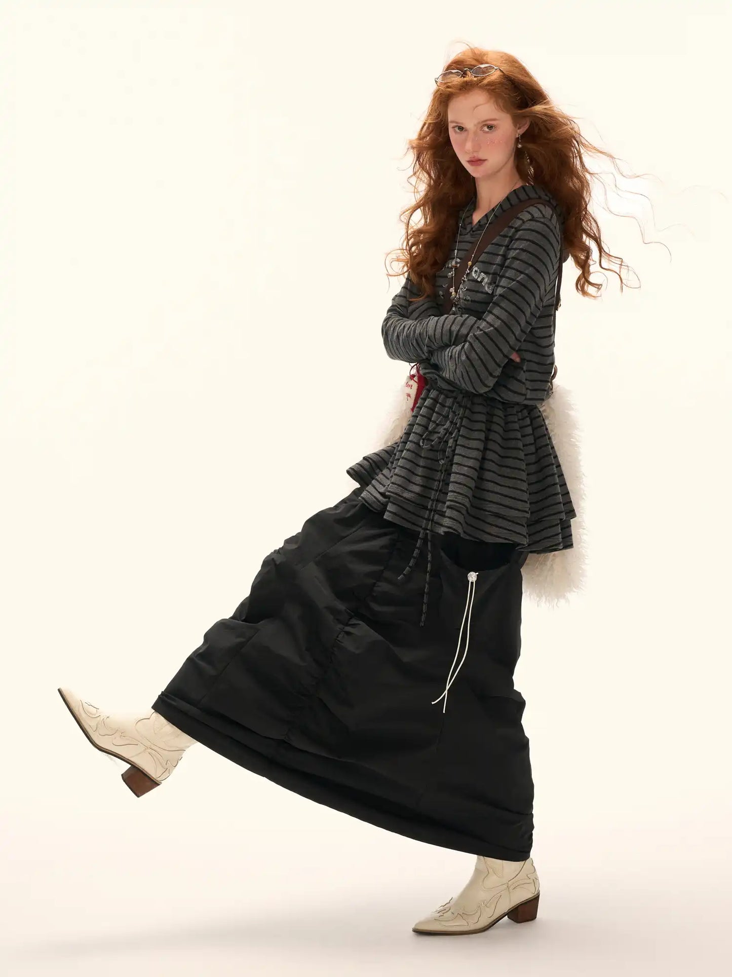 Vintage Striped Peplum Hoodie