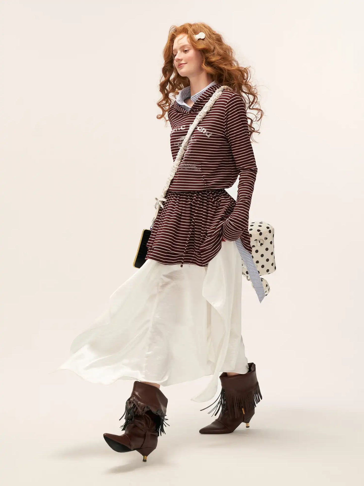 Vintage Striped Peplum Hoodie