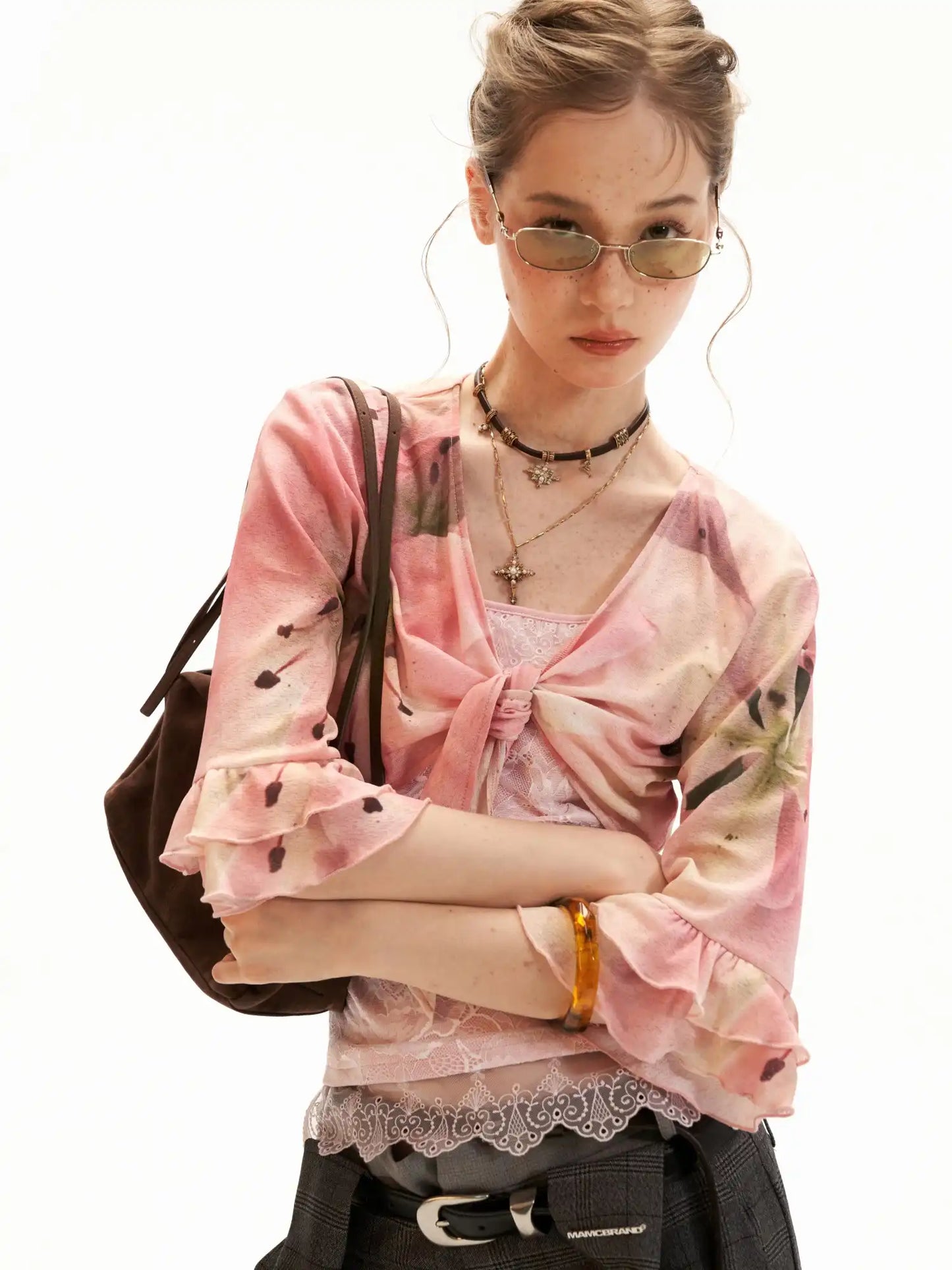 Watercolor Lily Wrap Crop Top