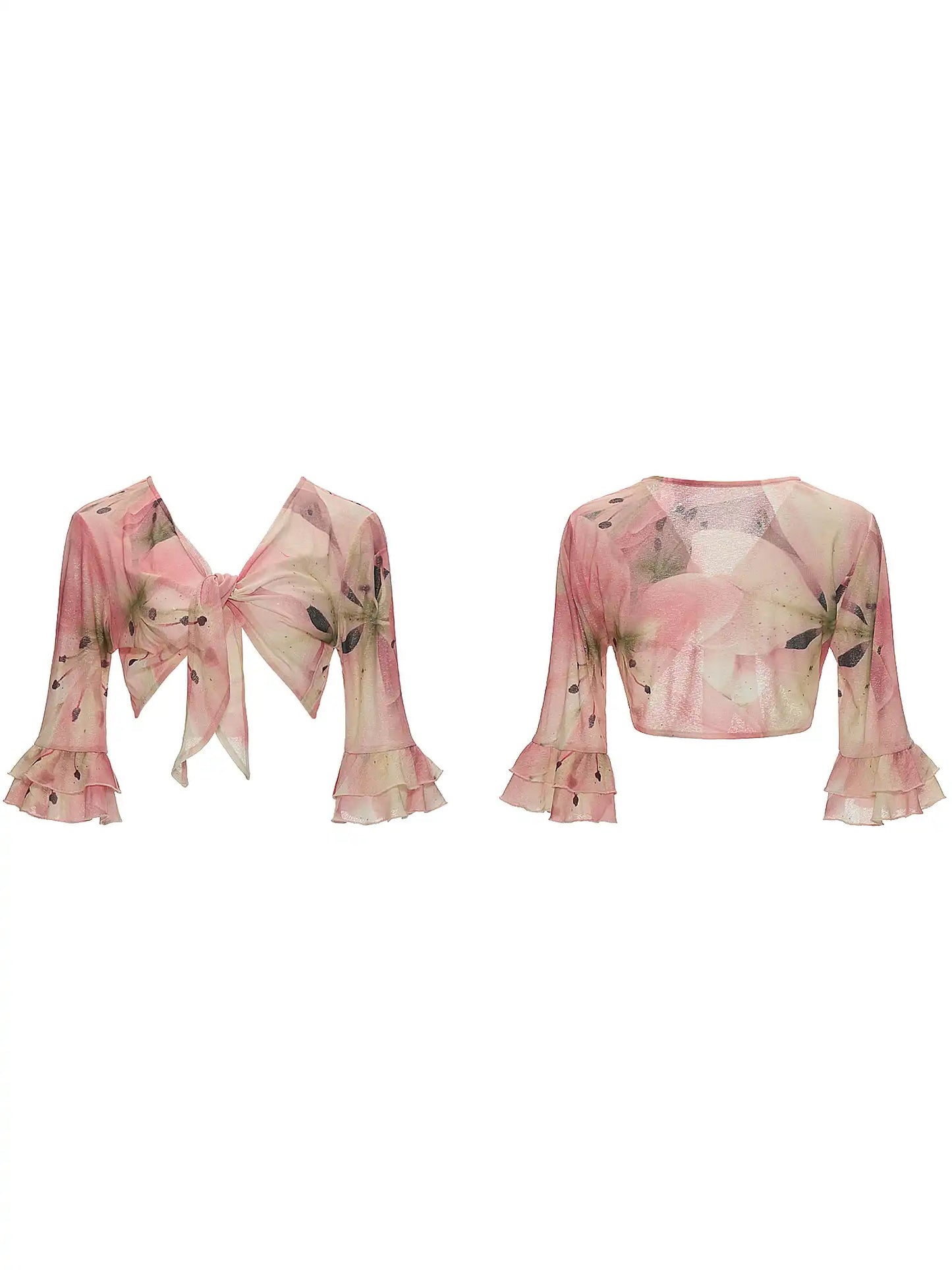 Watercolor Lily Wrap Crop Top
