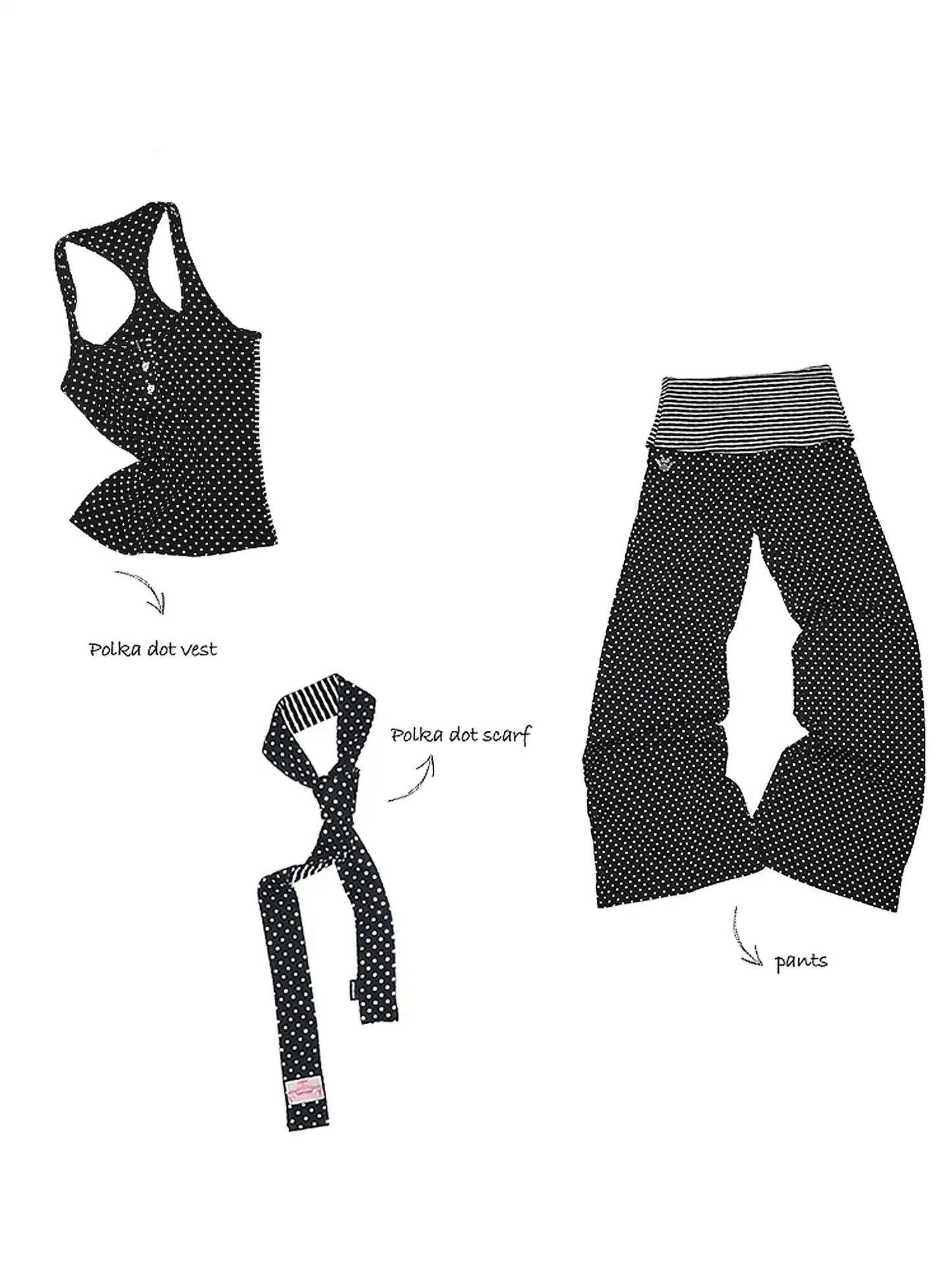 Y2K Polka Dot Foldover Flared Leggings Set