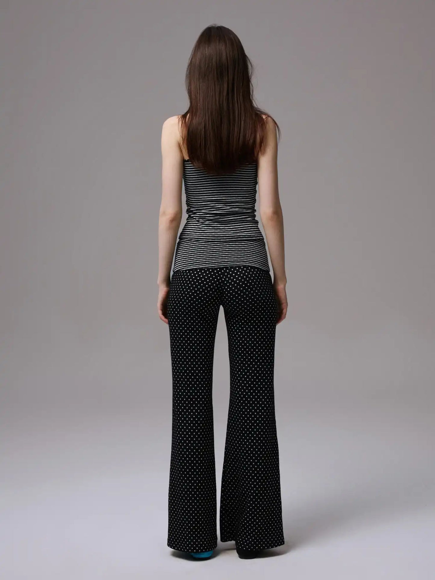 Y2K Polka Dot Foldover Flared Leggings Set