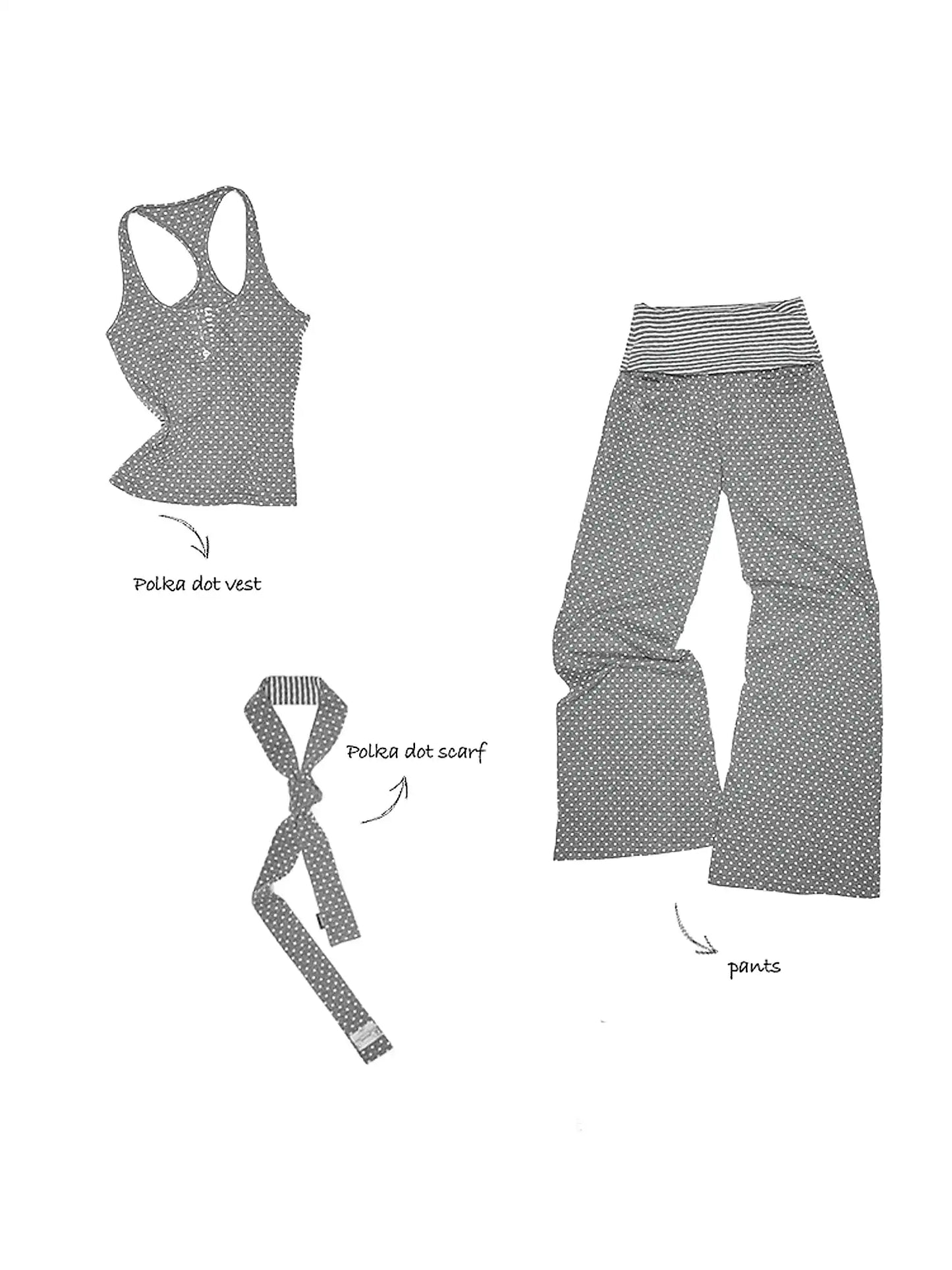 Y2K Polka Dot Foldover Flared Leggings Set