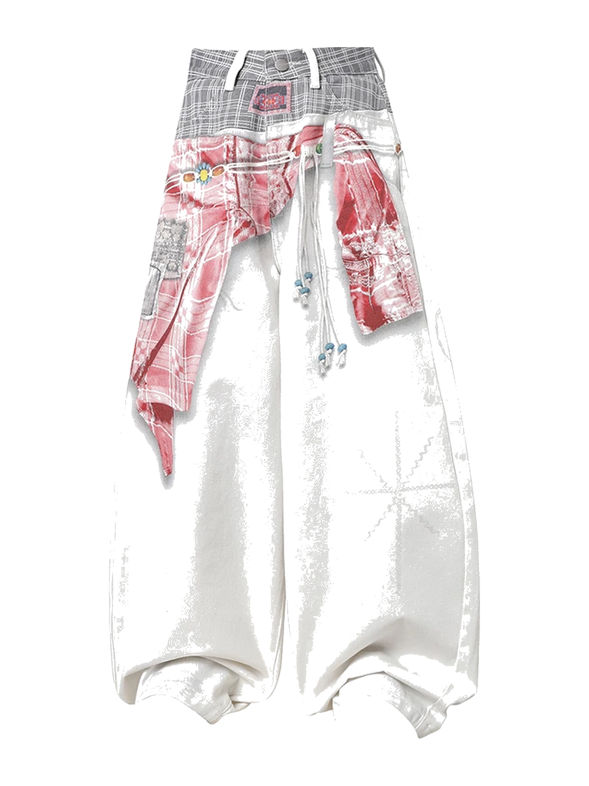 White 3d graffiti white wide-leg jeans view 1