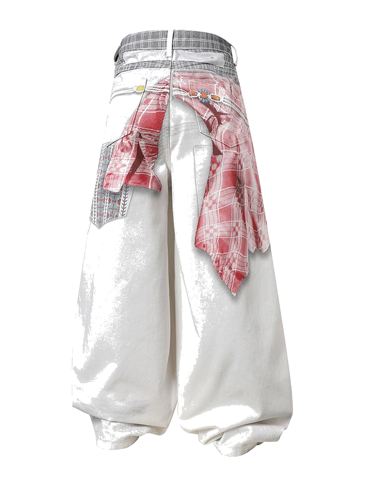 White 3d graffiti white wide-leg jeans view 2