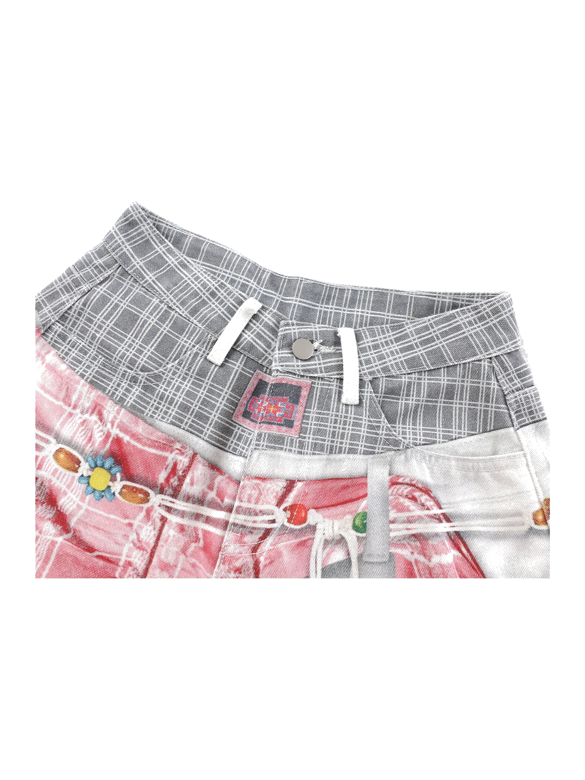 White 3d graffiti white wide-leg jeans view 4