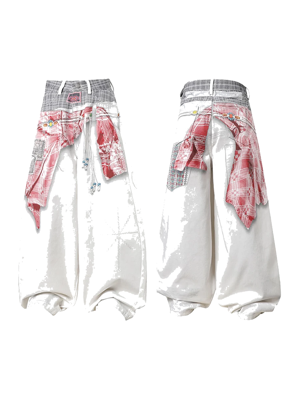 White 3d graffiti white wide-leg jeans view 5