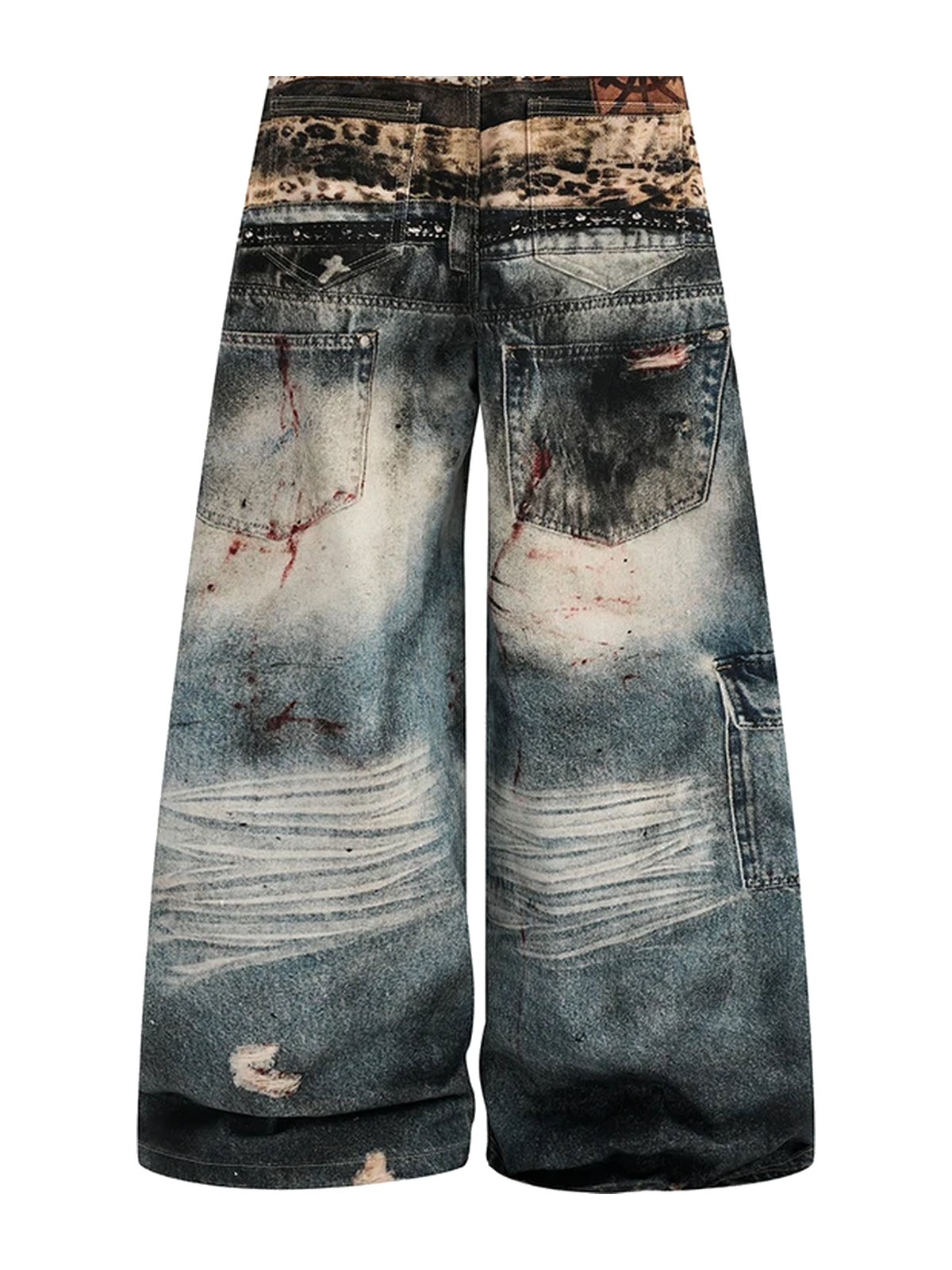Washed Black 3d print y2k wide-leg jeans view 5