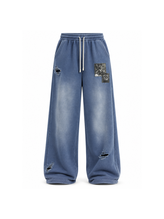 Angel Patch Distressed Wide-Leg Sweatpants product image