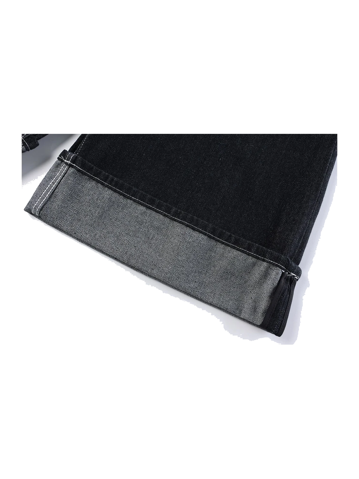 Black buckle-cuff baggy denim shorts view 4