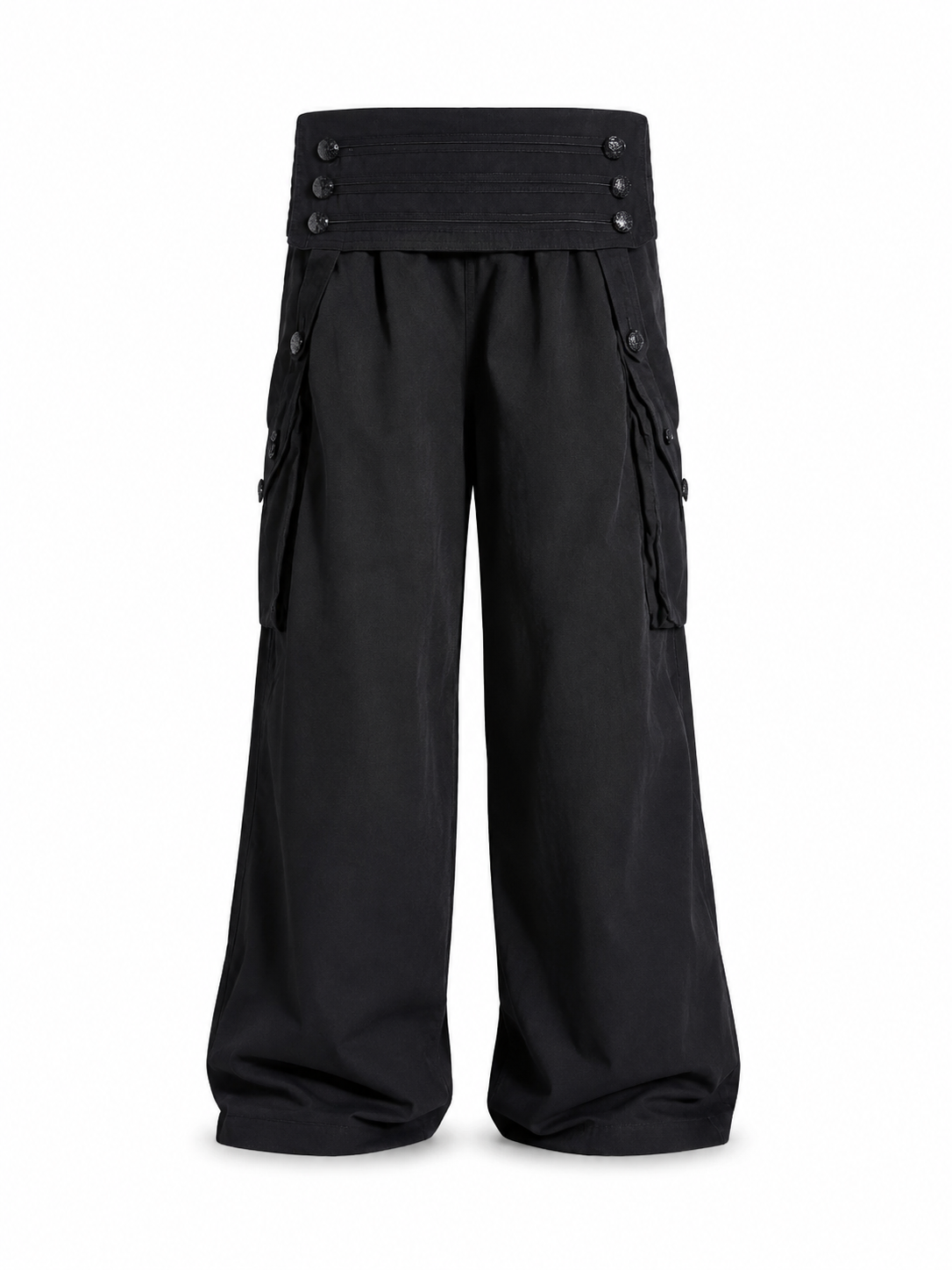 Black wide-leg cargo pants front view