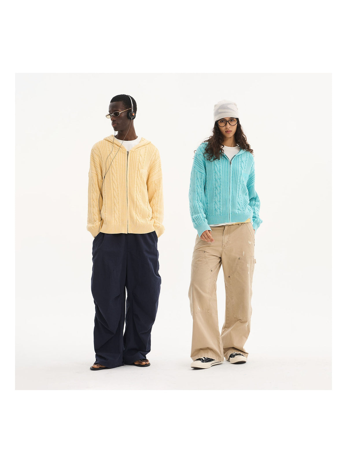 Cable-Knit Washed Zip Cardigan product image