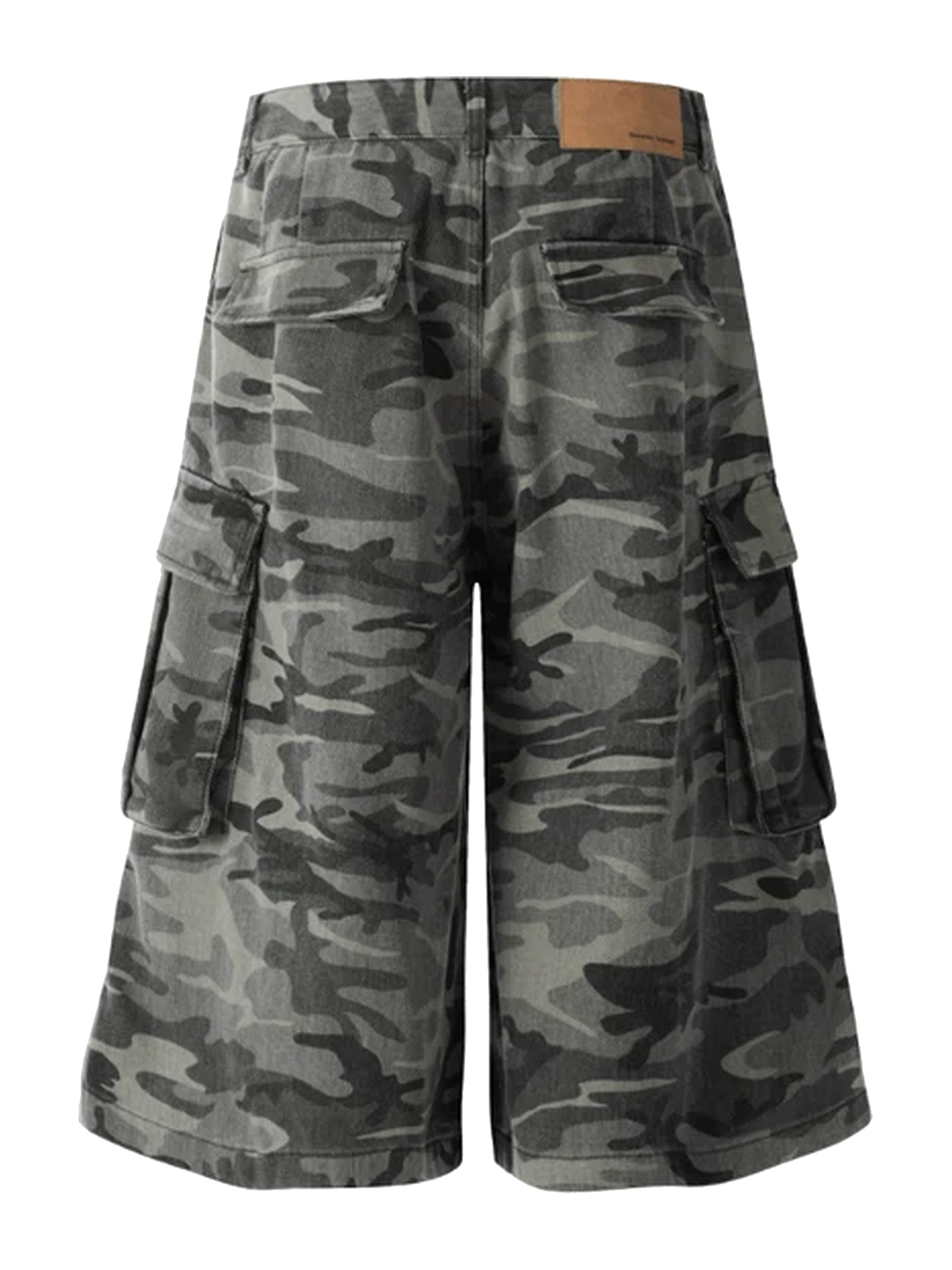 Black Camo camo cargo longline shorts view 2