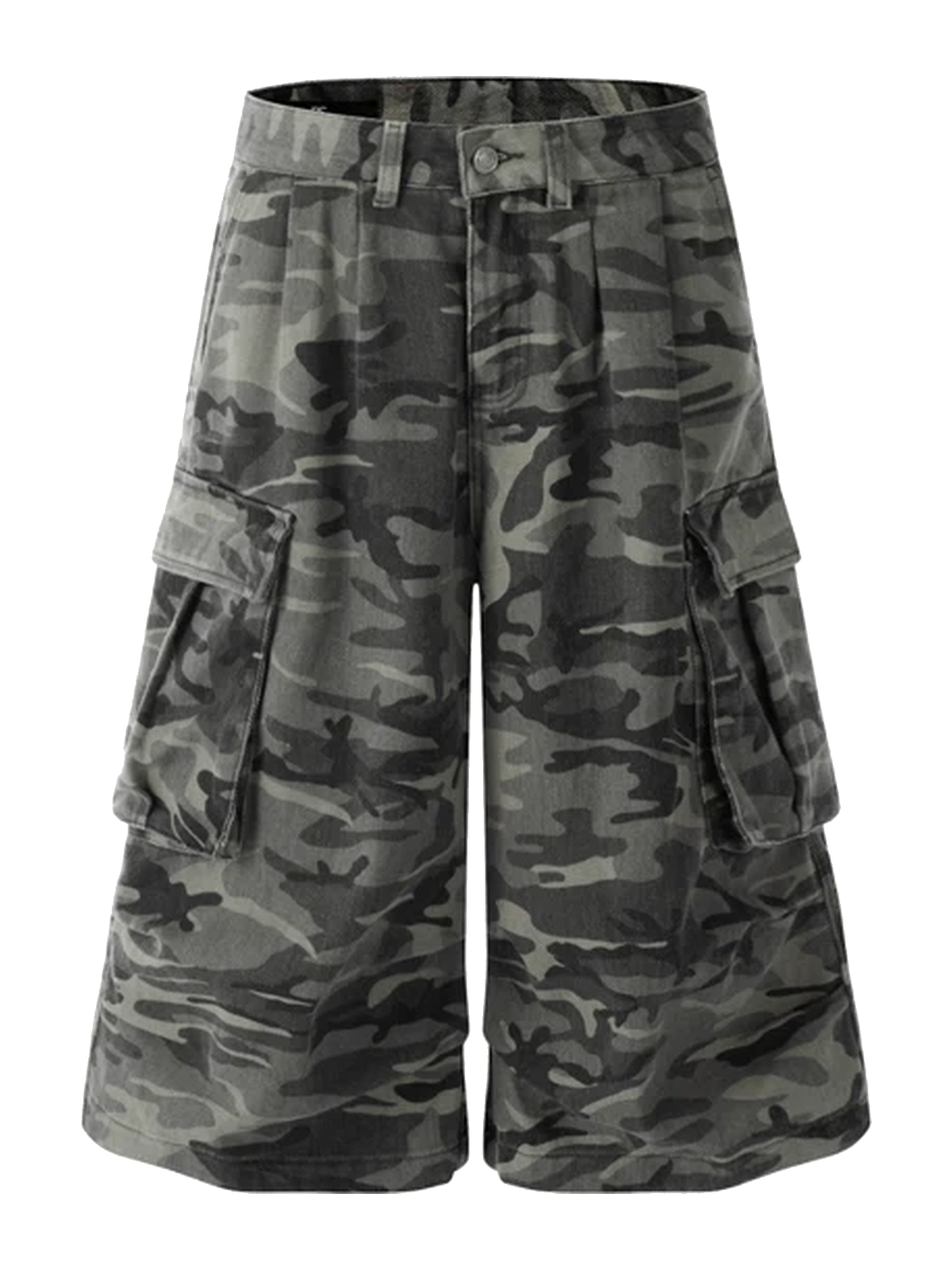 Black Camo camo cargo longline shorts view 4