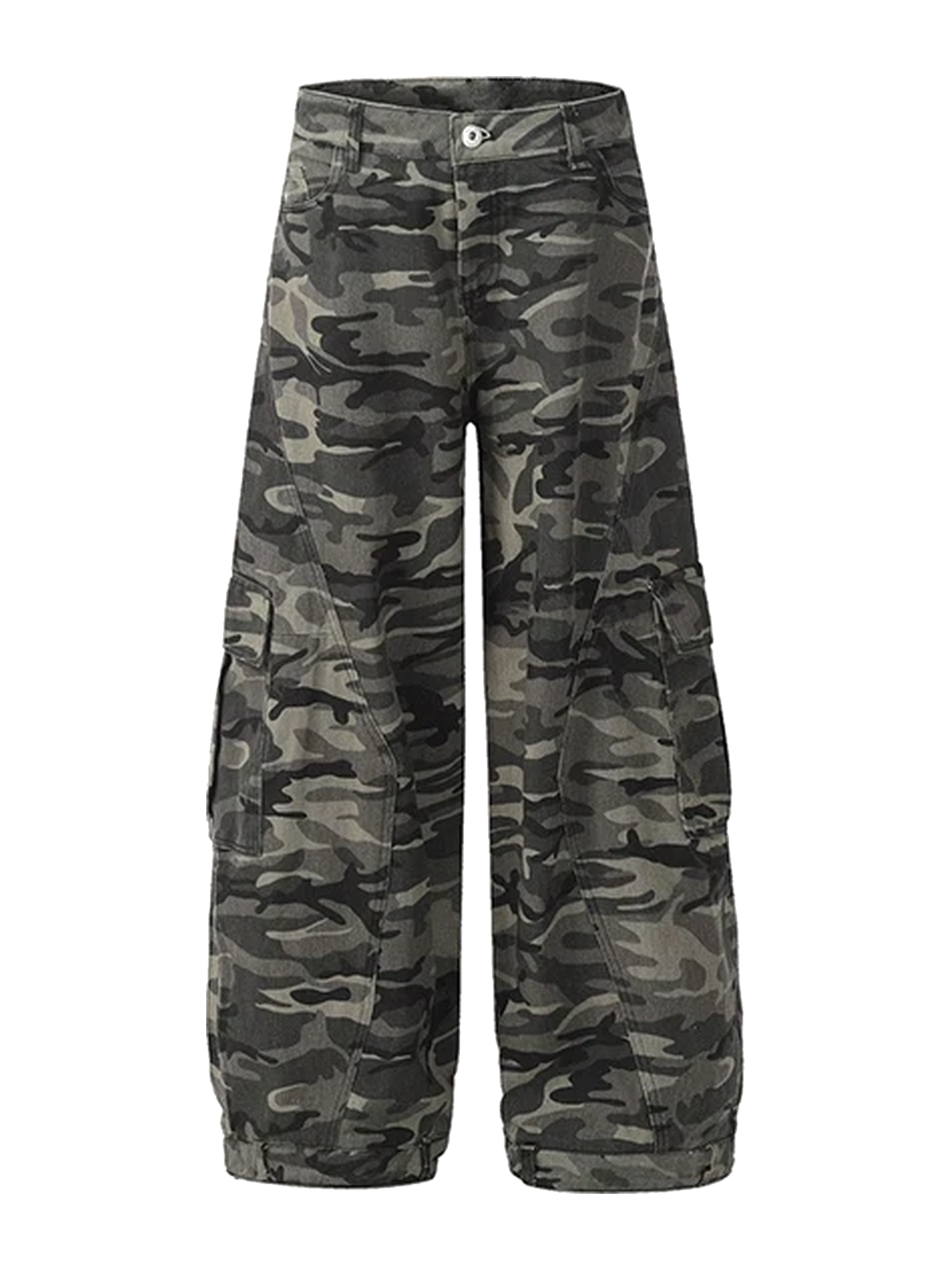 Camo Green camo cargo wide-leg jeans view 3