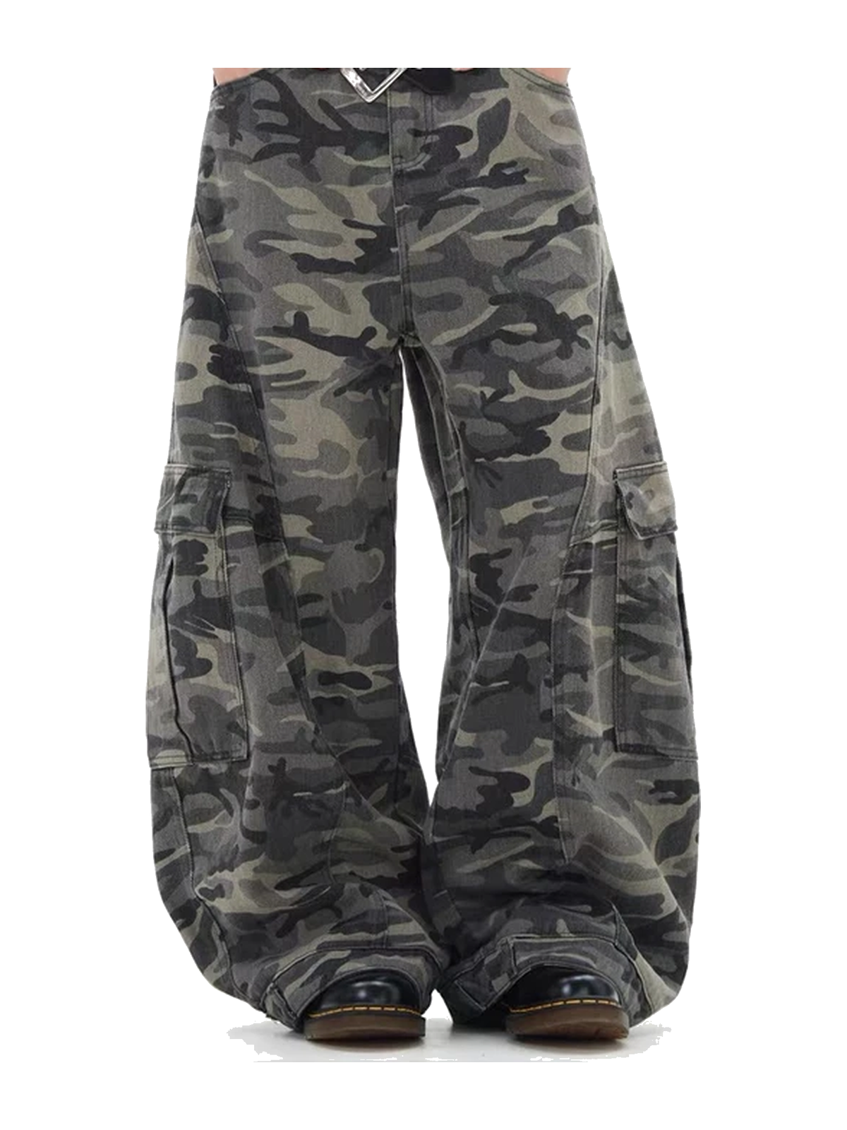 Camo Green camo cargo wide-leg jeans view 5