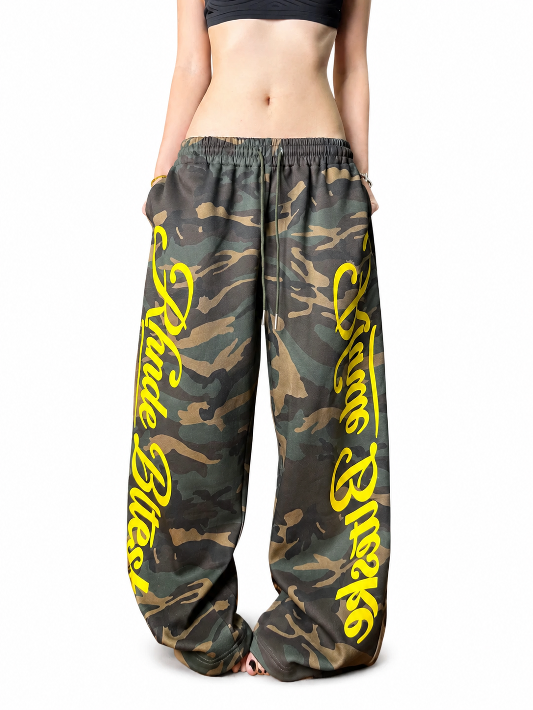 Camo graphic wide-leg sweatpants alternate front view