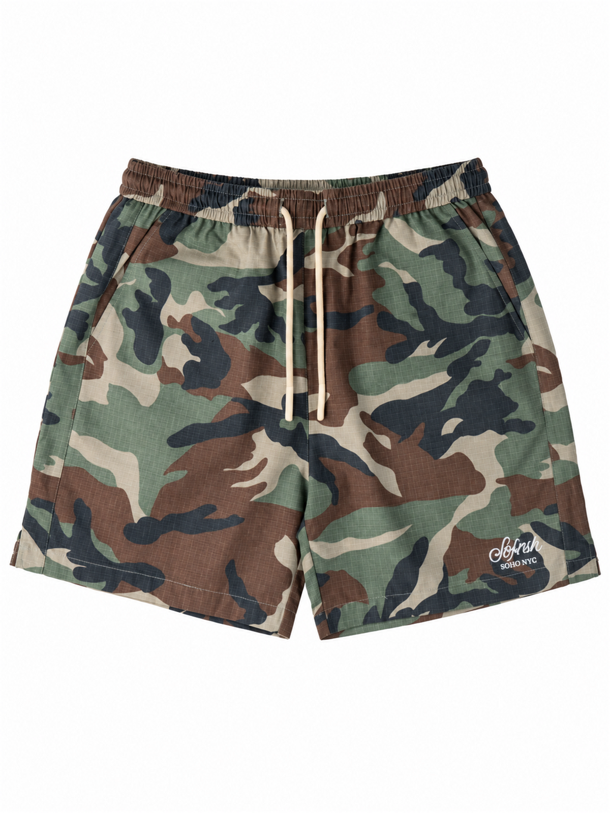 Camo Relaxed Denim Shorts product image