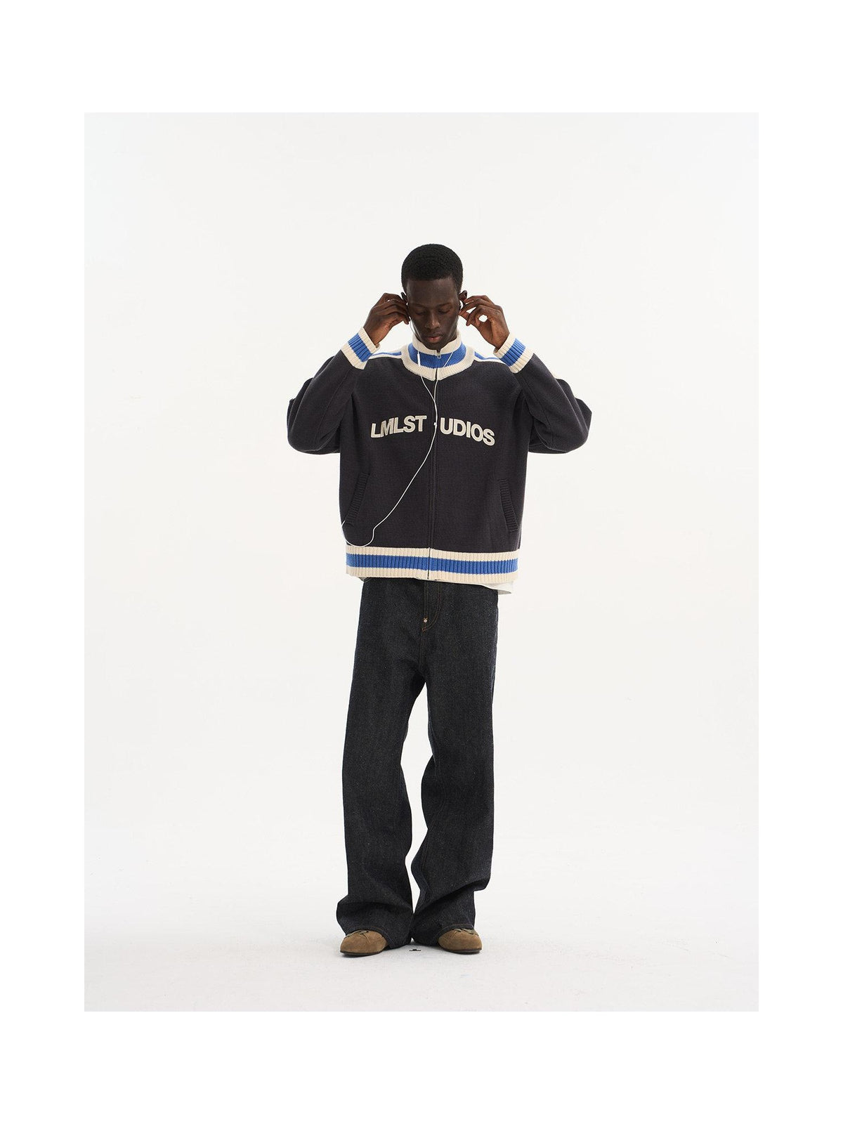 Color-Block Collared Zip Cardigan product image