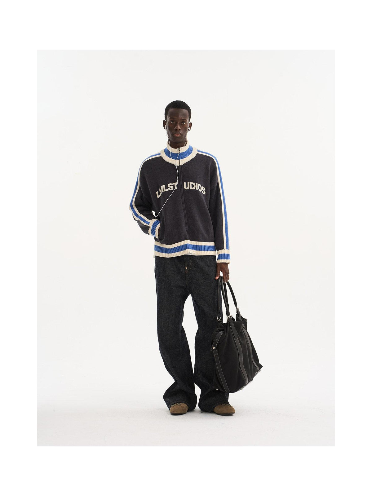 Color-Block Collared Zip Cardigan product image