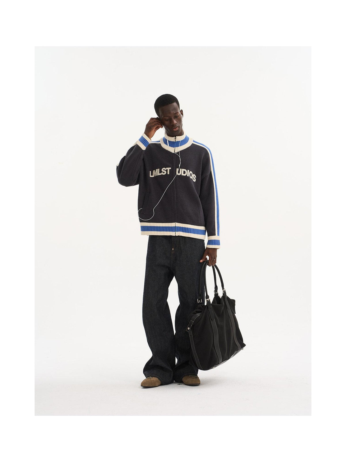 Color-Block Collared Zip Cardigan product image