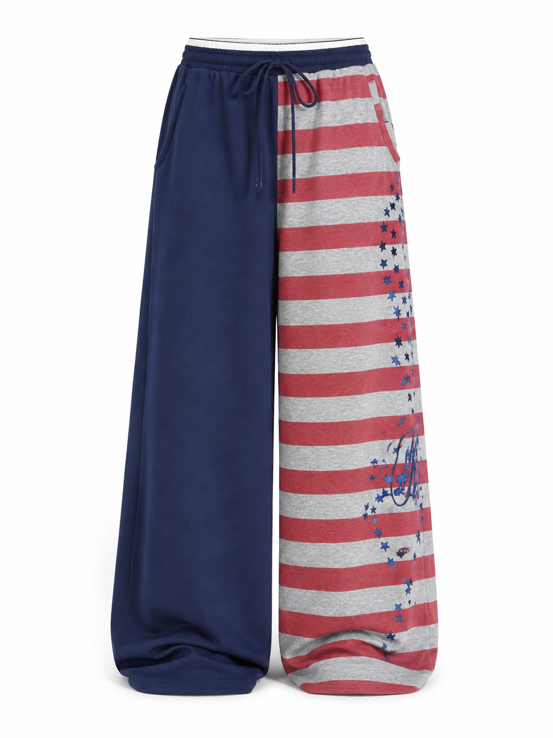 Color-block star sweatpants angled view