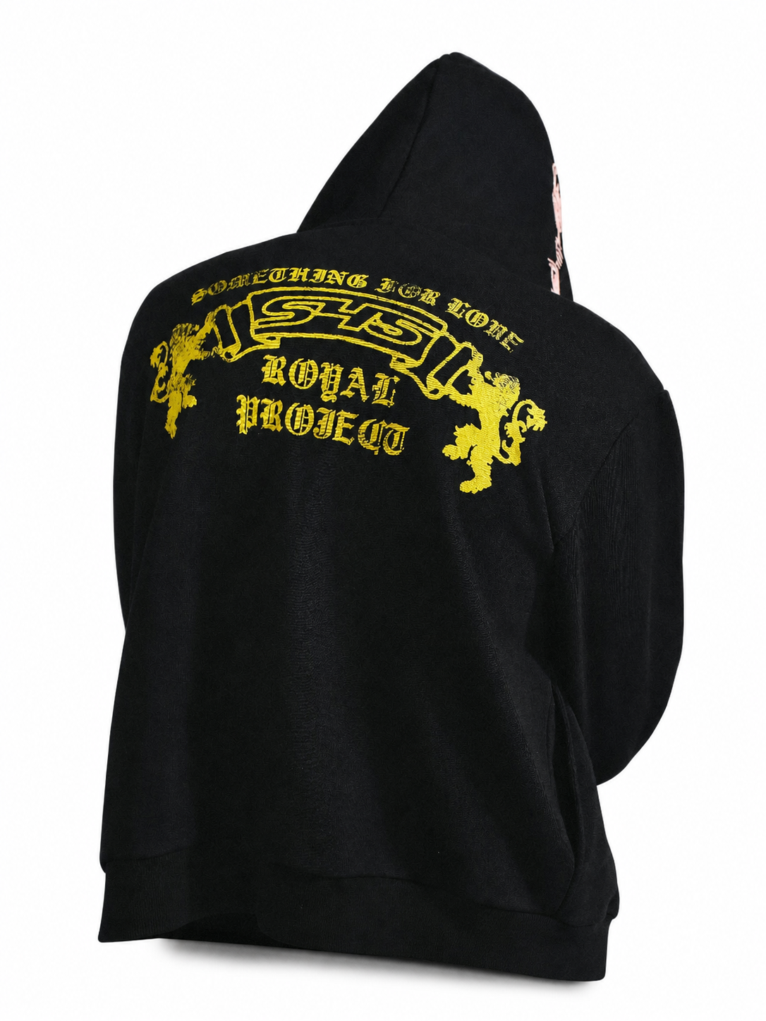 Ace Jolun black color crest zip hoodie back view