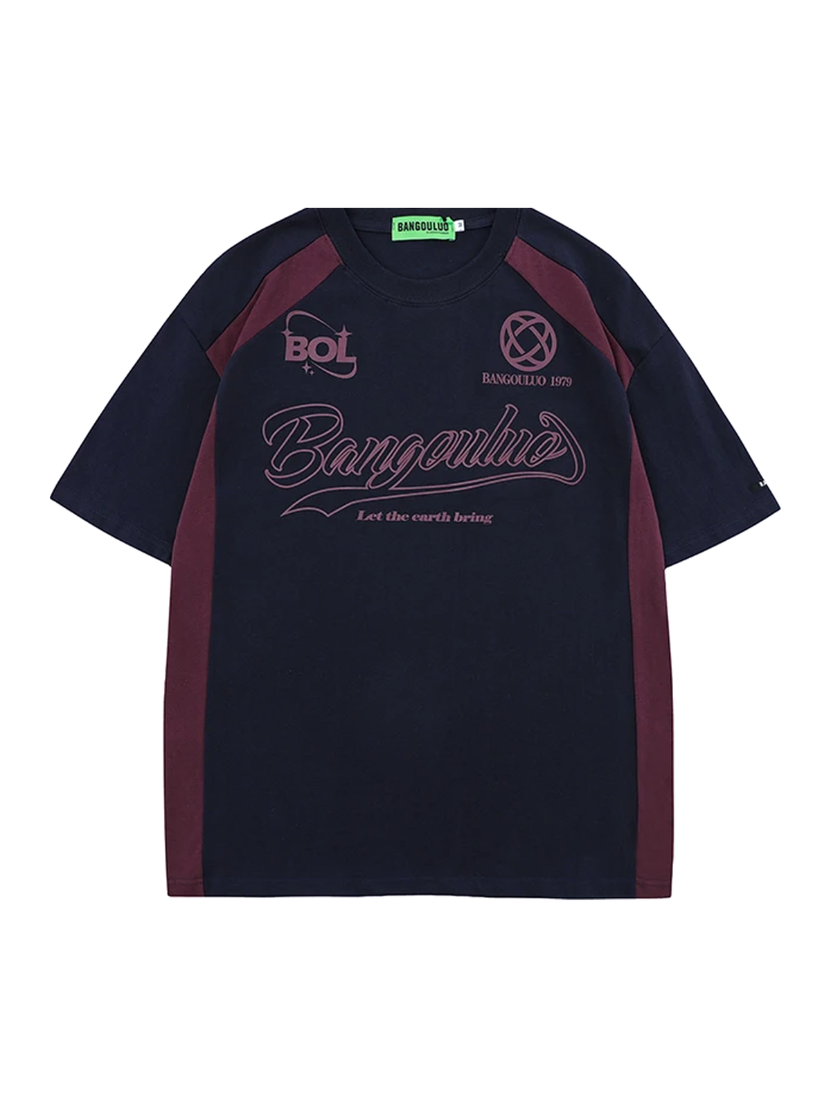 Black contrast graphic relaxed cotton tee view 1