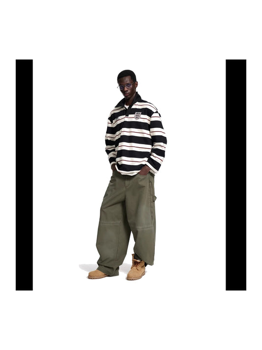 Contrast Panel Striped Embroidered Sweatshirt product image 1