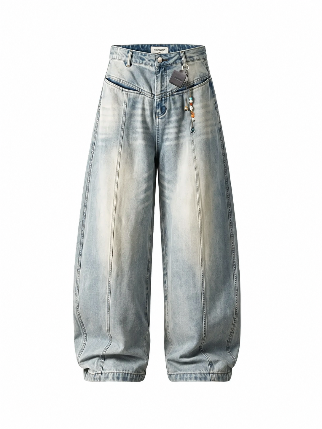 Ace Jolun light wash curved-seam barrel-leg jeans front view