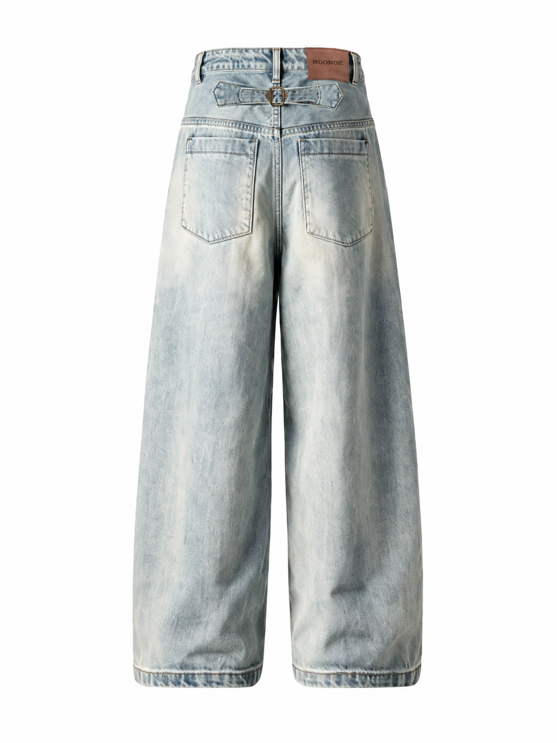 Ace Jolun light wash curved-seam barrel-leg jeans back view