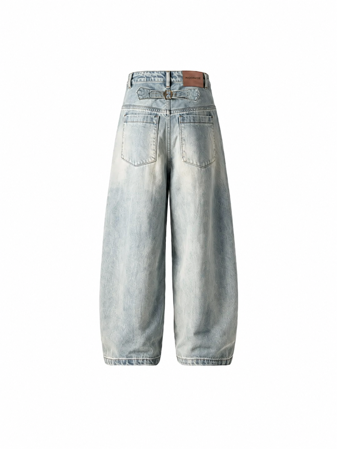 Ace Jolun light-wash deconstructed curved-seam jeans back view