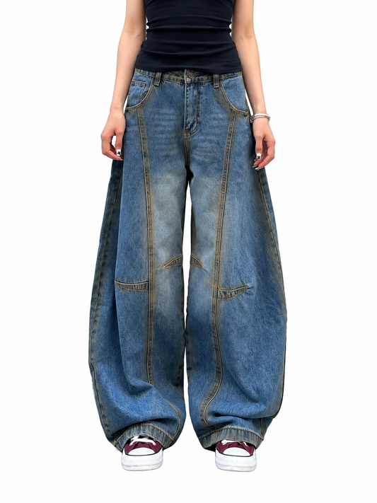 Dirty-Dye Curved-Leg Jeans product image