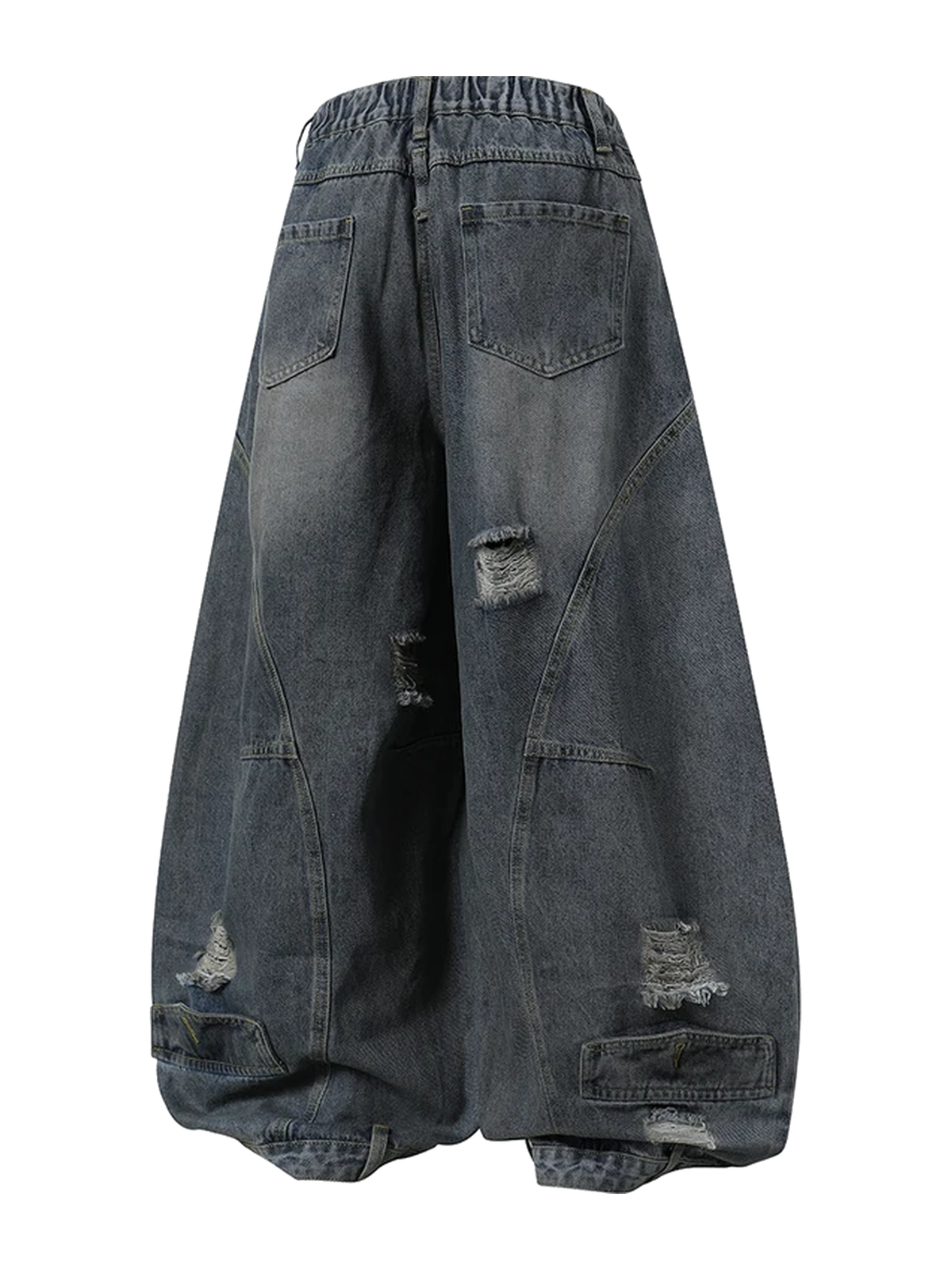 Washed Black distressed barrel-leg jeans view 4