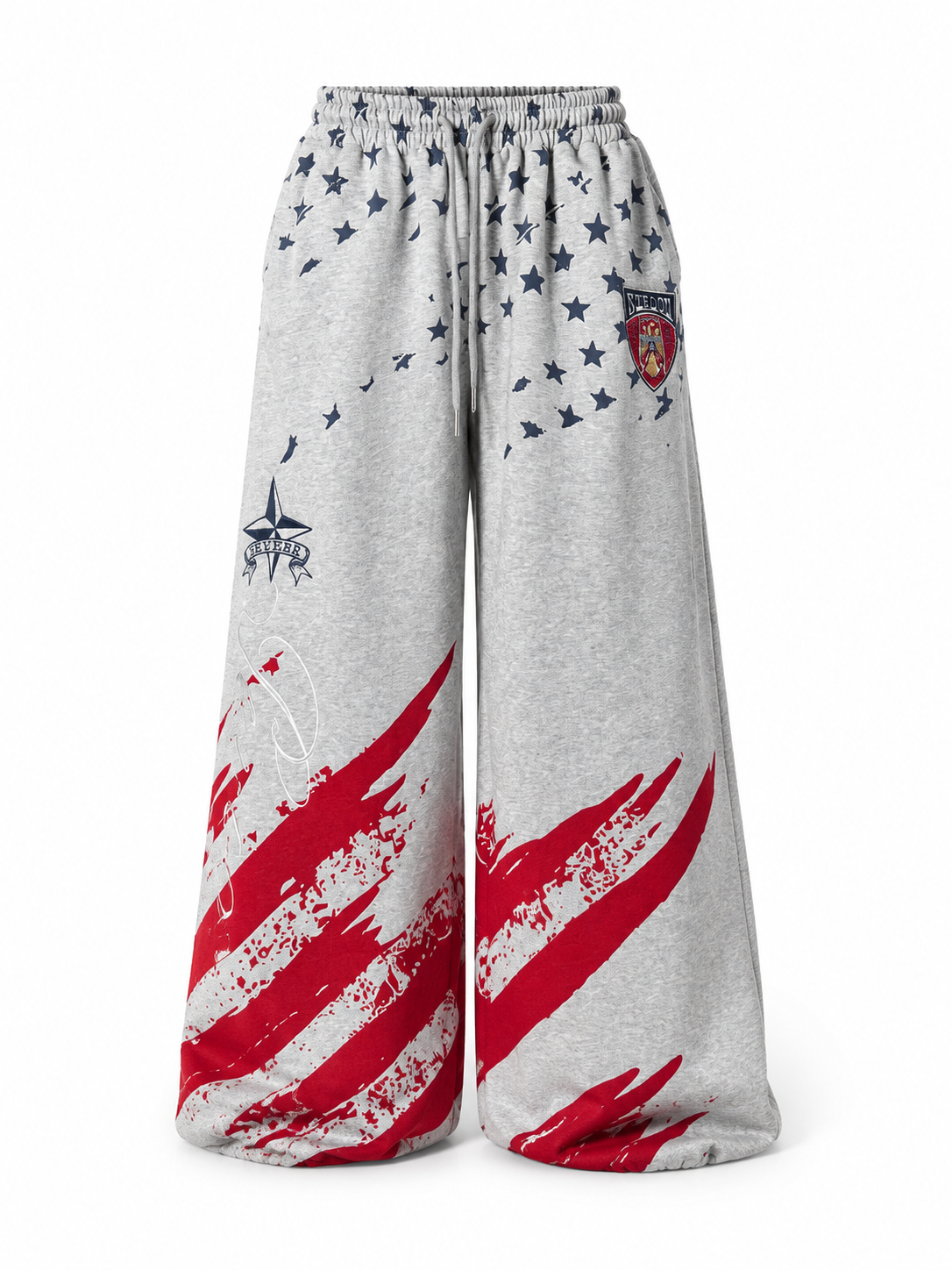 Heather gray graphic sweatpants alternate front view